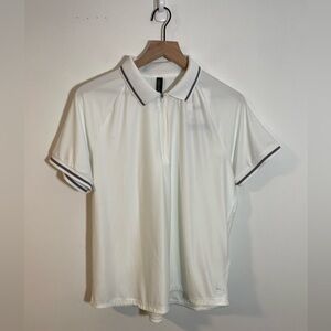 NWT Mondetta 1/4 Zip White Short Sleeve Polo Shirt Women’s Size L Recycled Eco